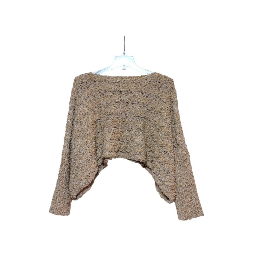 POL Crop Sweater L Boat Neck Oversize Lightweight Open Knit Minimalist Neutral - Picture 5 of 10